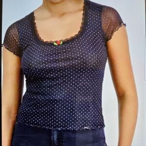 Madden Girl Sheer Polka Dot Blouse